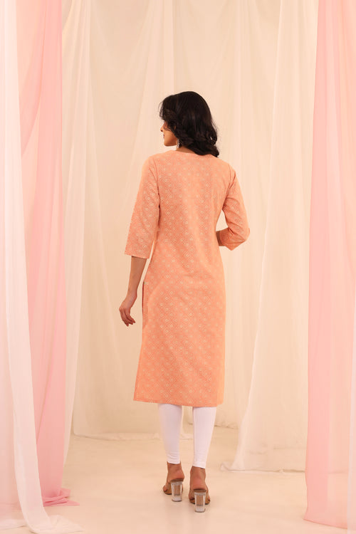 KHADI PRINT EMBROIDERED KURTA