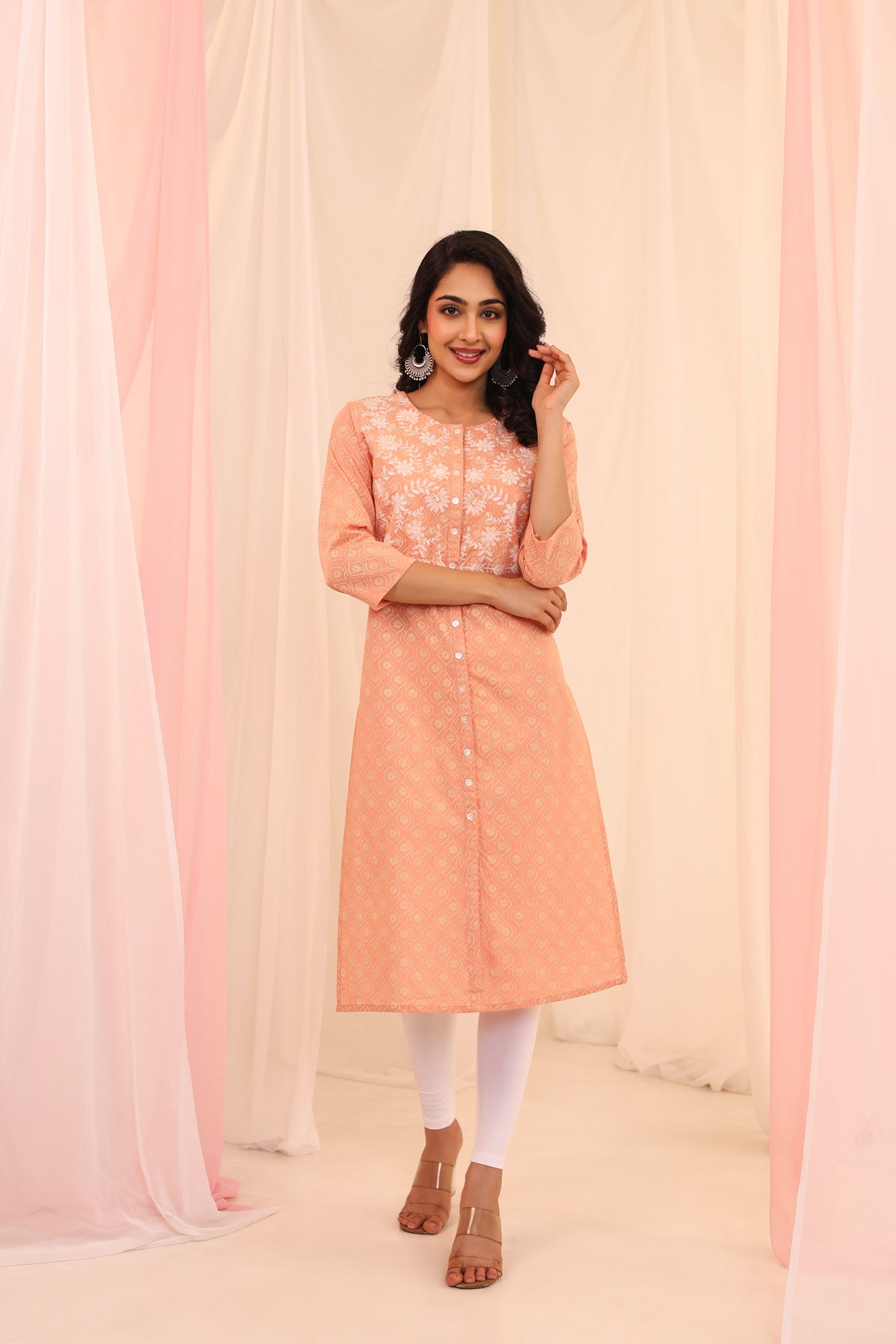 KHADI PRINT EMBROIDERED KURTA