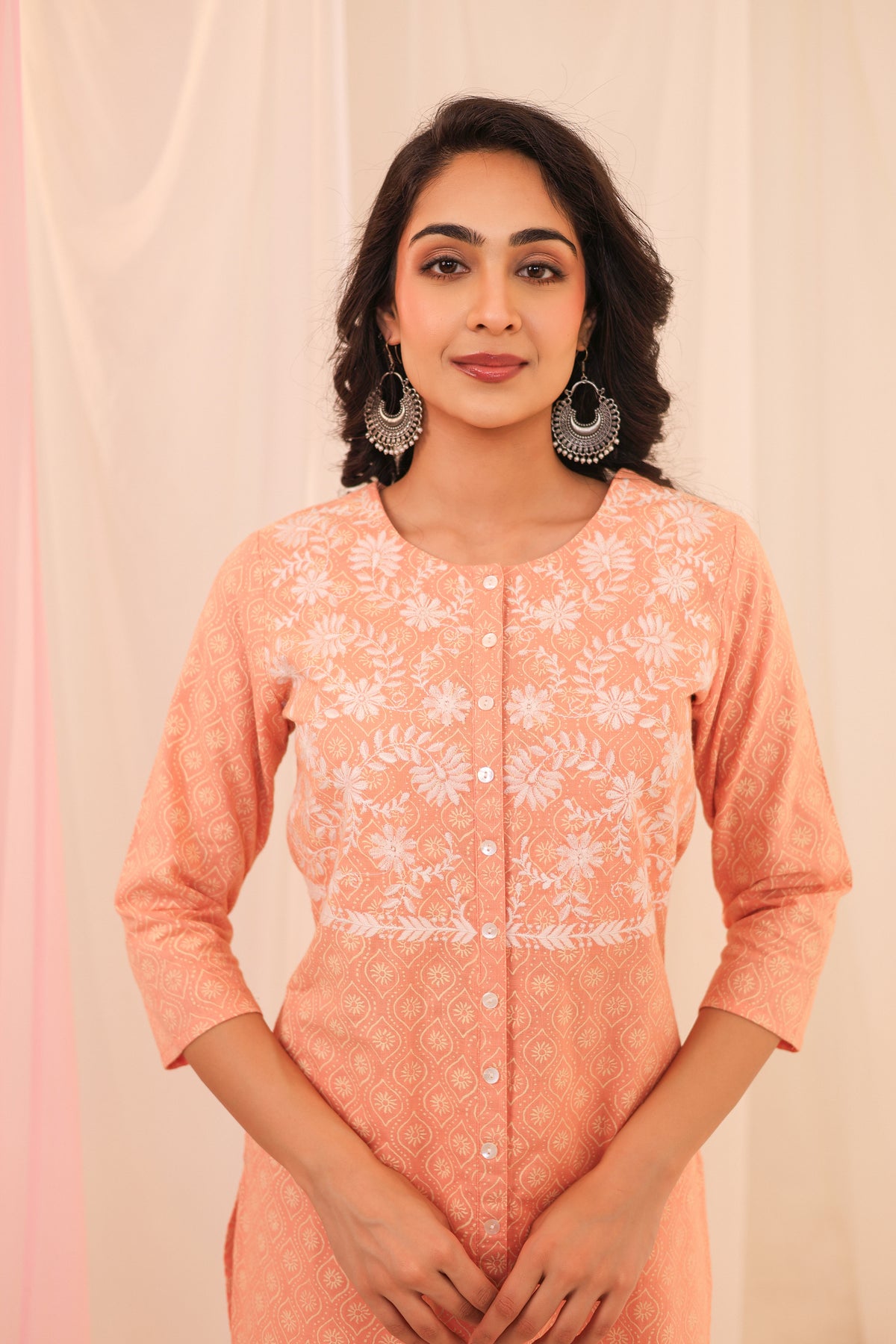 KHADI PRINT EMBROIDERED KURTA