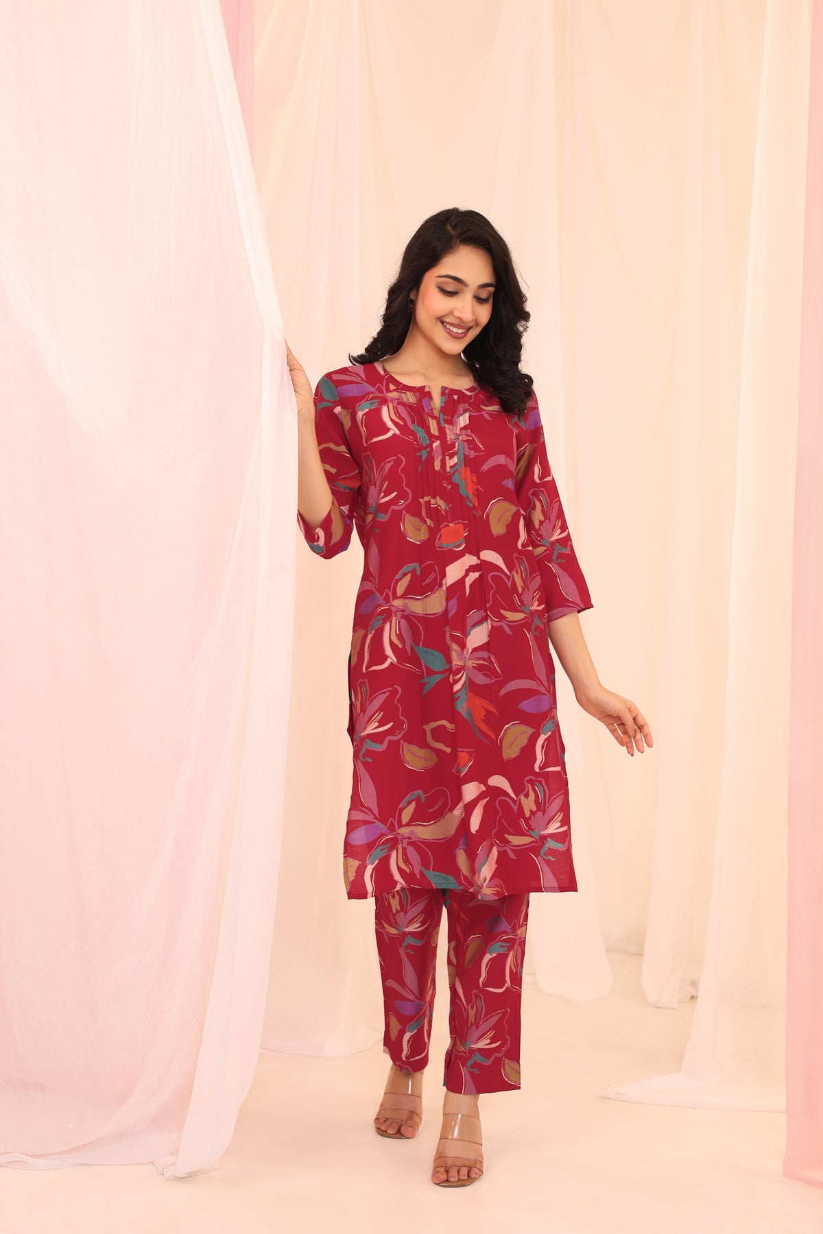 DIGITAL PRINTED CO-ORD SET WITH LACE DETAILS