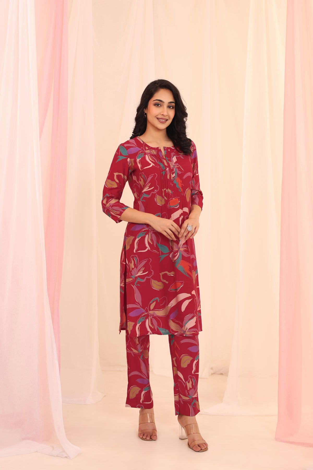 DIGITAL PRINTED CO-ORD SET WITH LACE DETAILS