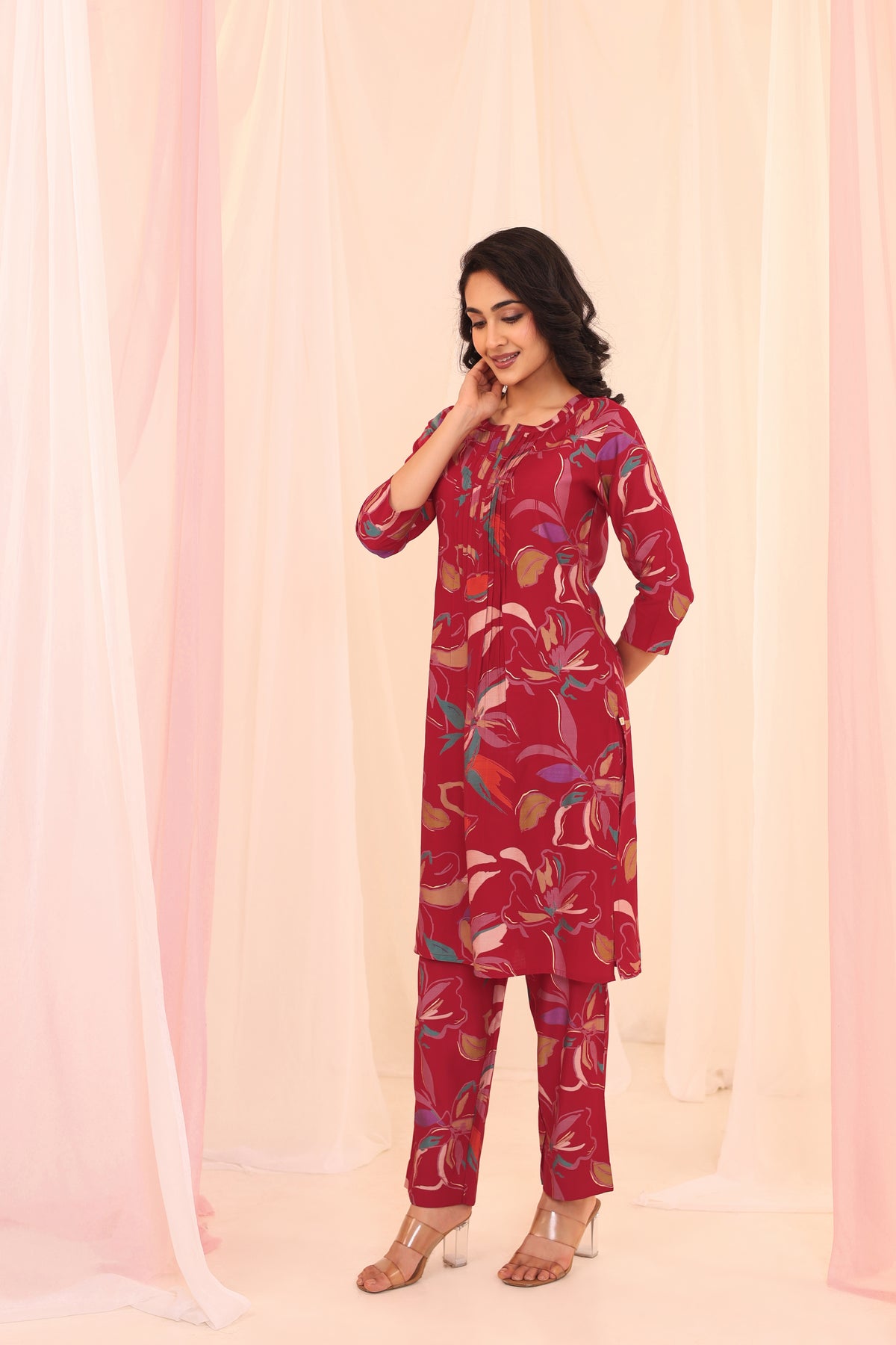 DIGITAL PRINTED CO-ORD SET WITH LACE DETAILS