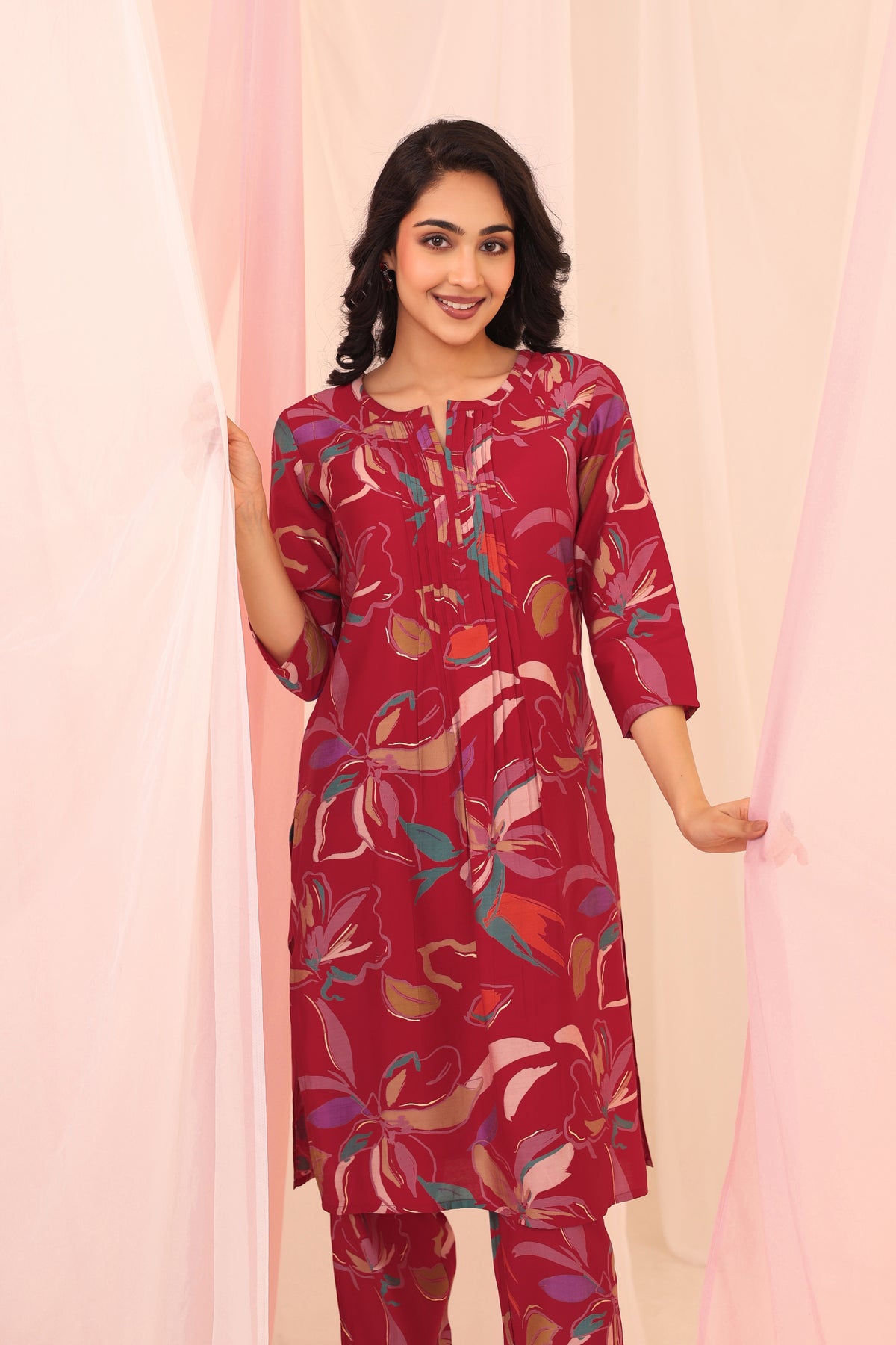 DIGITAL PRINTED CO-ORD SET WITH LACE DETAILS