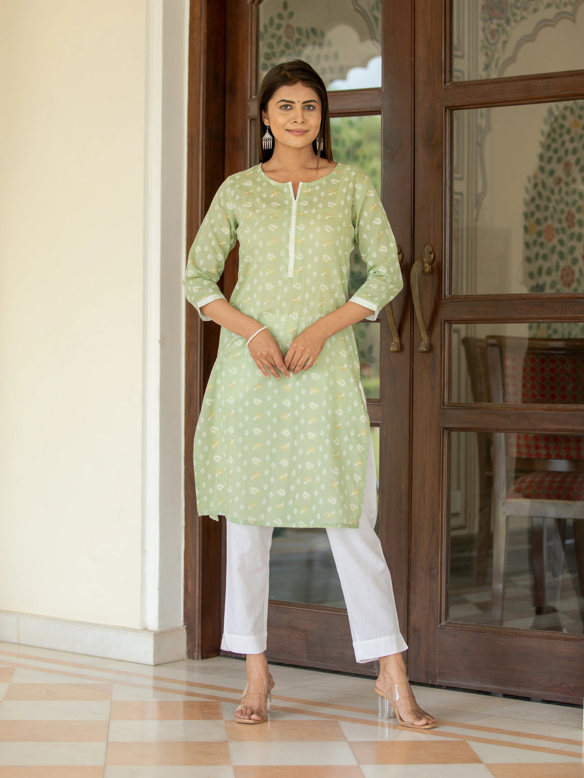 IKAT PRINTED STRAIGHT KURTI