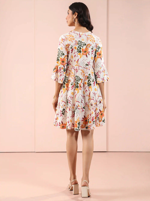 PRINTED TIERED DRESS