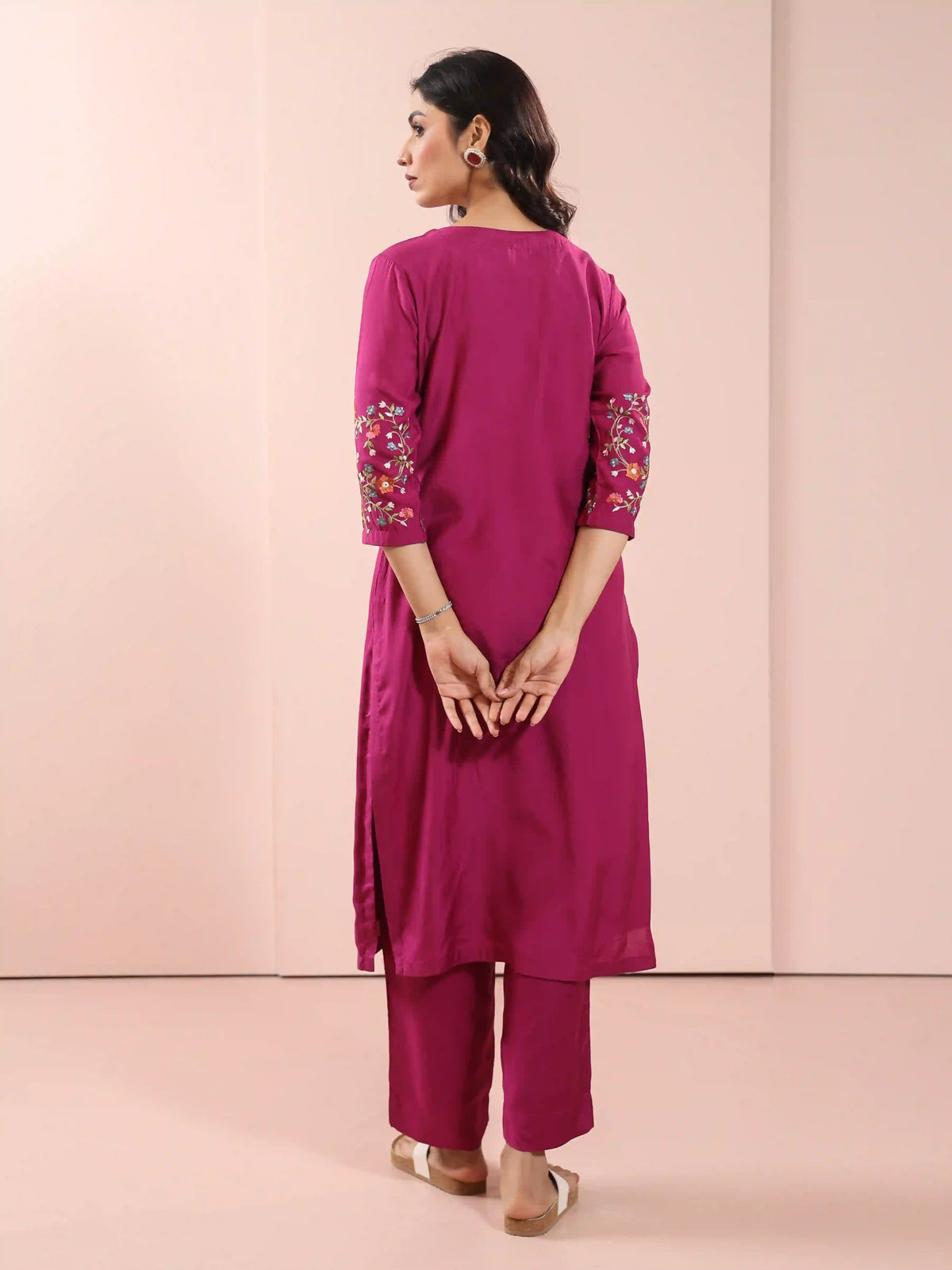 Muslin Silk 3PCS Kurta Pant Set with Embroidery