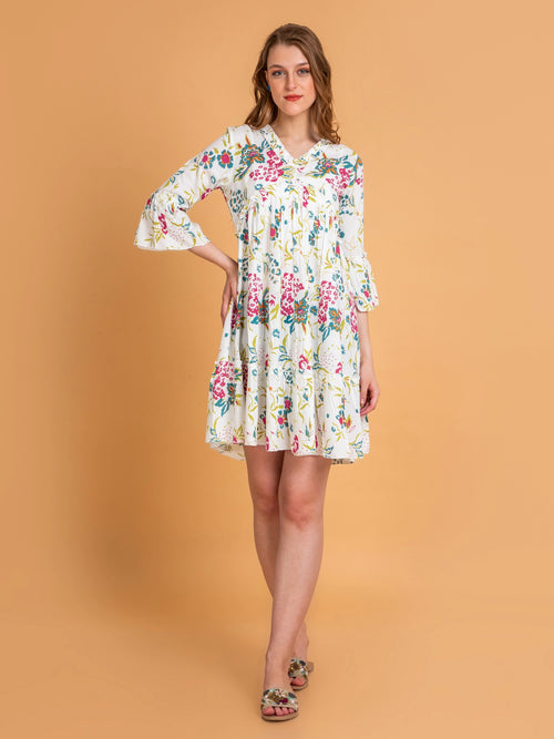 PRINTED TIERED DRESS