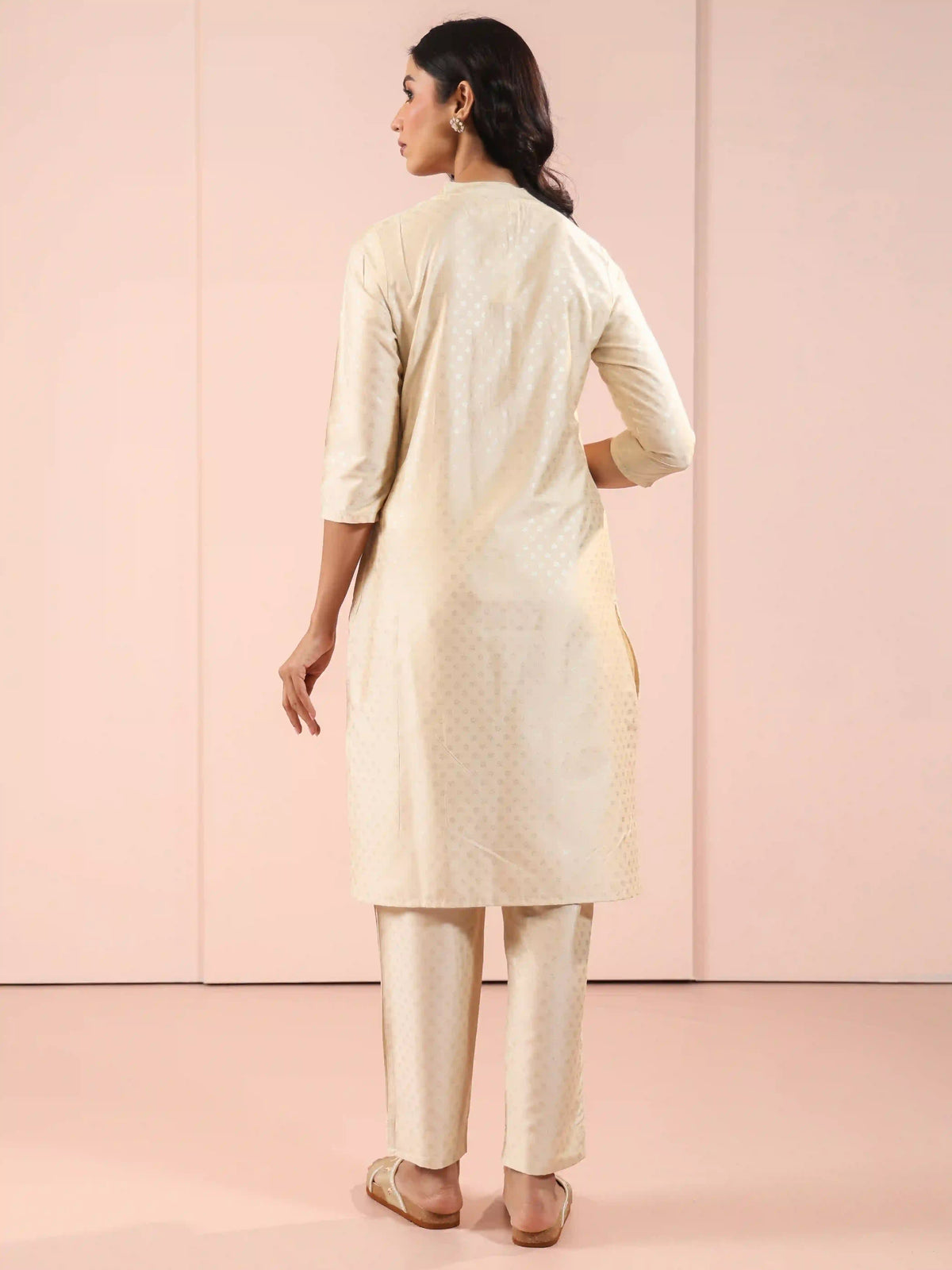 SILK BASE 2PC GOLD PRINTED KURTA SET