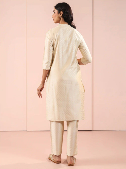 SILK BASE 2PC GOLD PRINTED KURTA SET