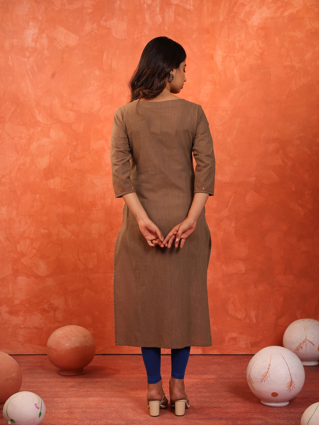 MIRROR HANDLOOK EMBROIDERED SINGLE KURTI EMBELLISHED WITH HANDCRAFT DETAILS