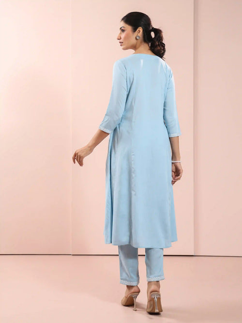 3PC KALIDAR KURTA SET DETAILED WITH EMBROIDERY