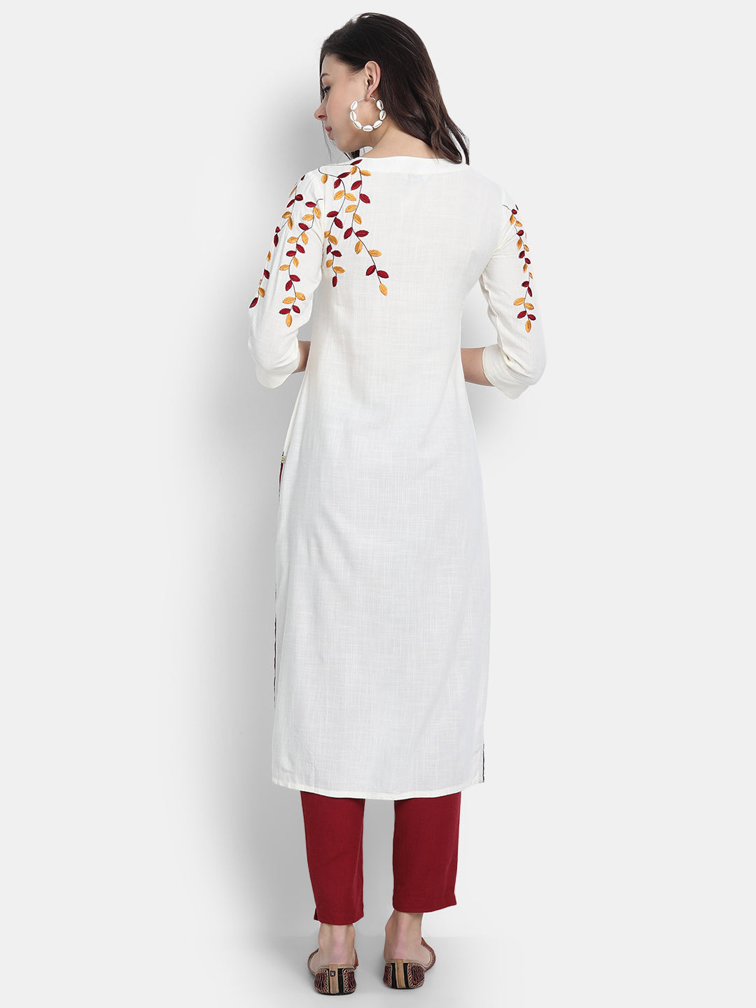 MULTI COLOUR EMBROIDERED STRAIGHT LONG KURTI