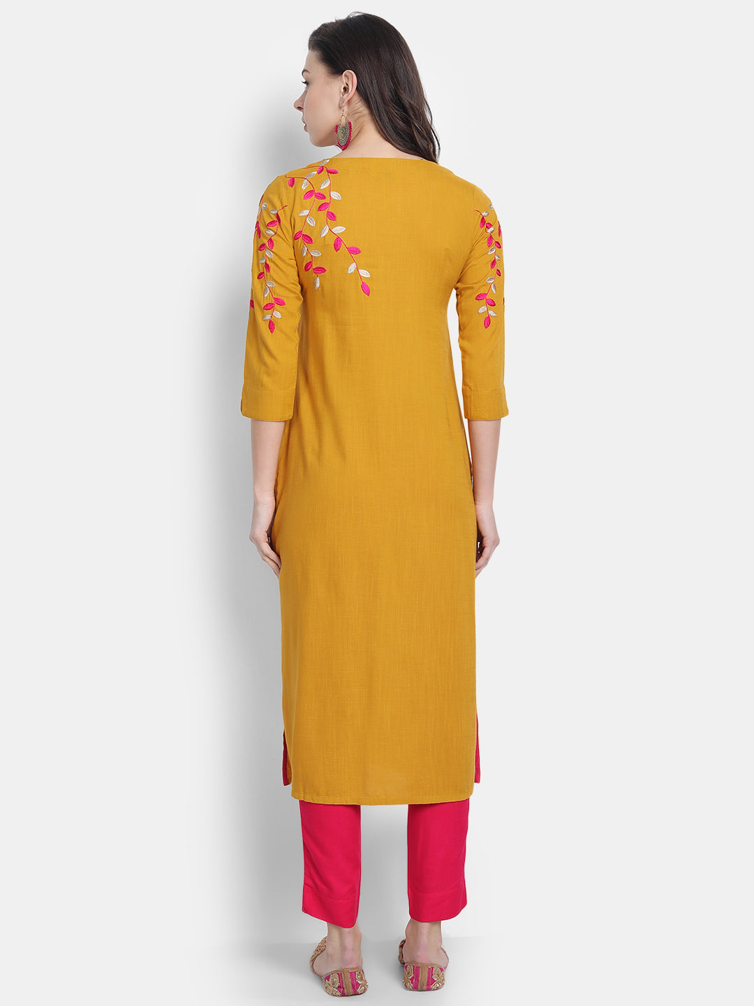 MULTI COLOUR EMBROIDERED STRAIGHT LONG KURTI
