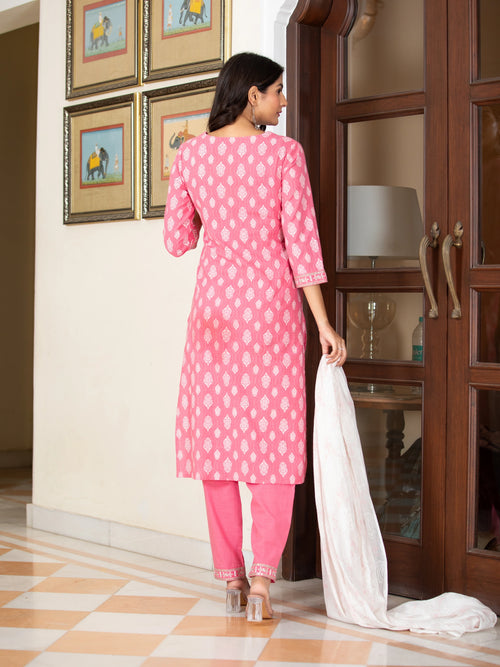 KHADI PRINTED 3 PCS KURTA SET