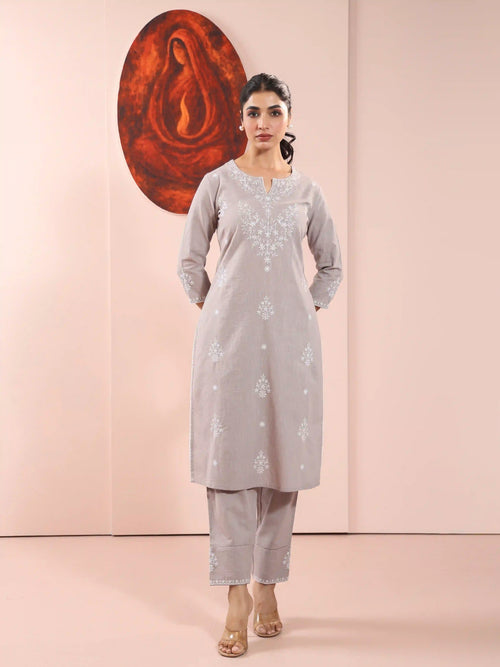 CHIKANKARI EMBROIDERY 2PC KURTA SET
