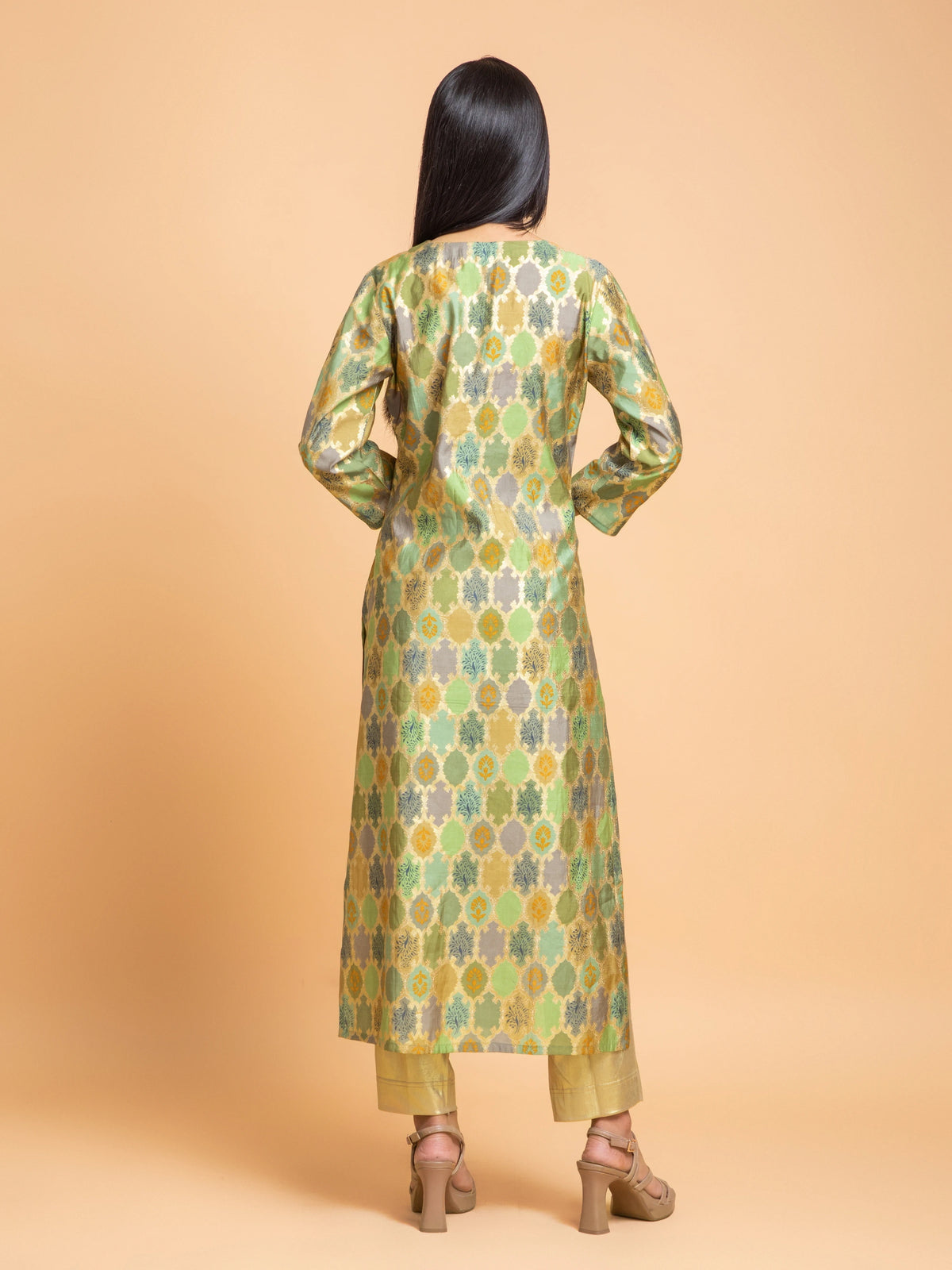 GOLD PRINTED A LINE LONG KURTI