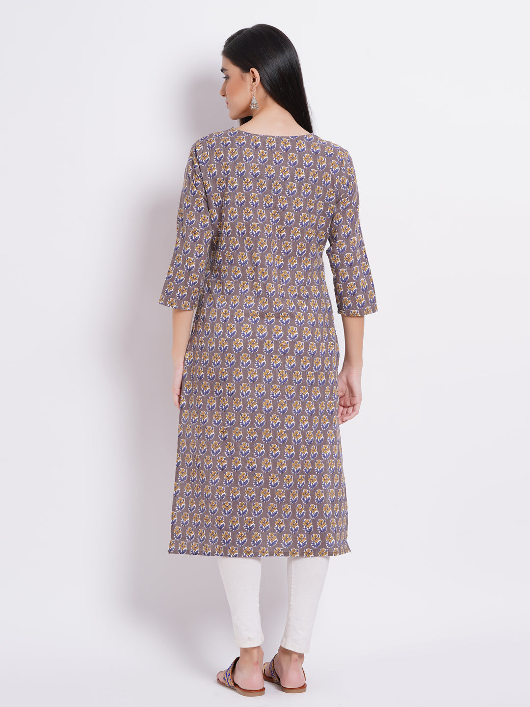 Cotton Printed Long Kurti With Button Details