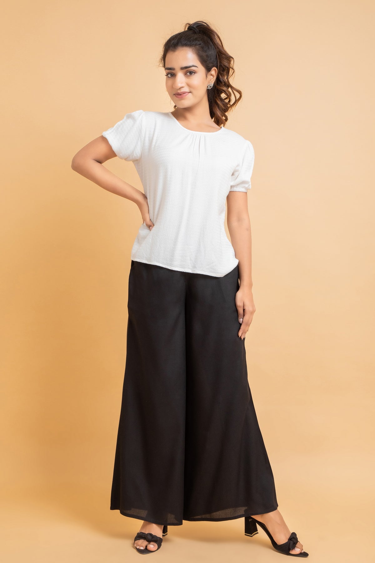 Solid Rayon Palazzo Pants