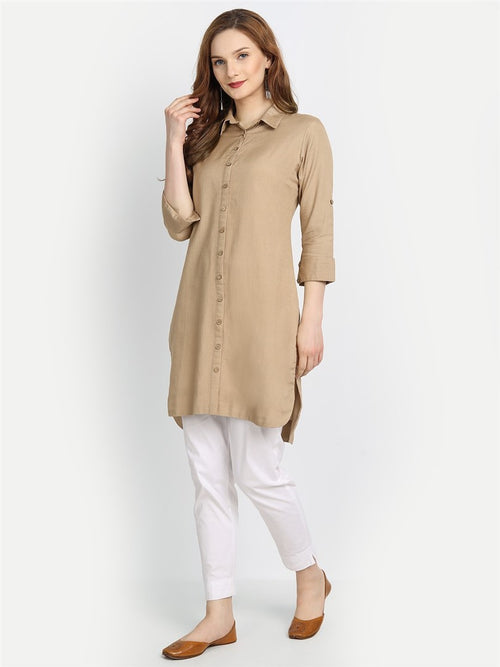 Rayon Linen Shirt Style Tunic