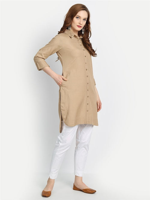 Rayon Linen Shirt Style Tunic