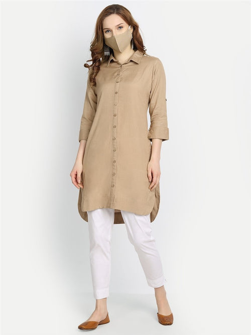 Rayon Linen Shirt Style Tunic