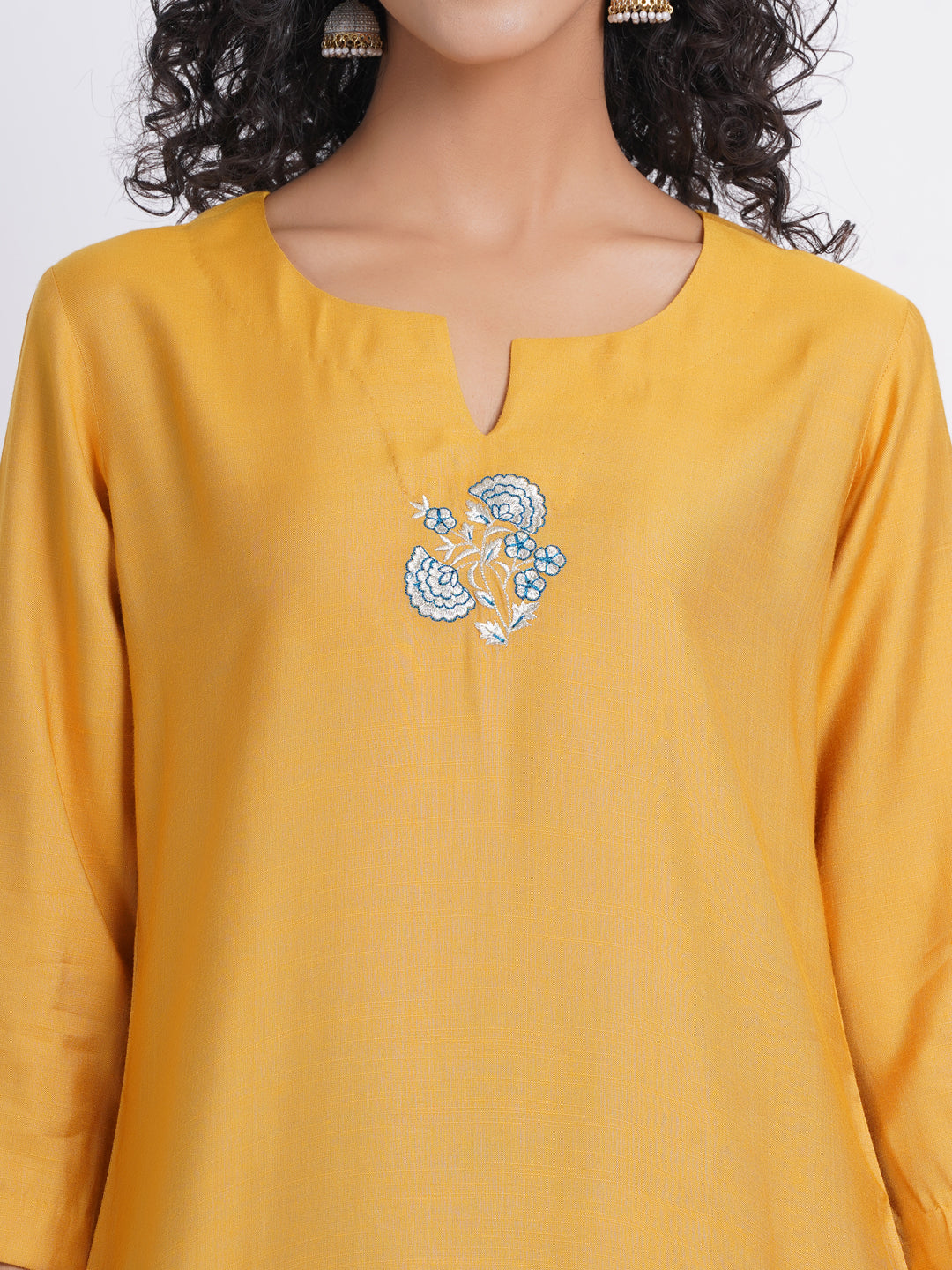 Embroidered Tussar Silk Long Kurti