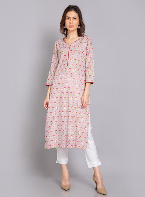 Rayon Linen Gold Foil Printed Long Kurti