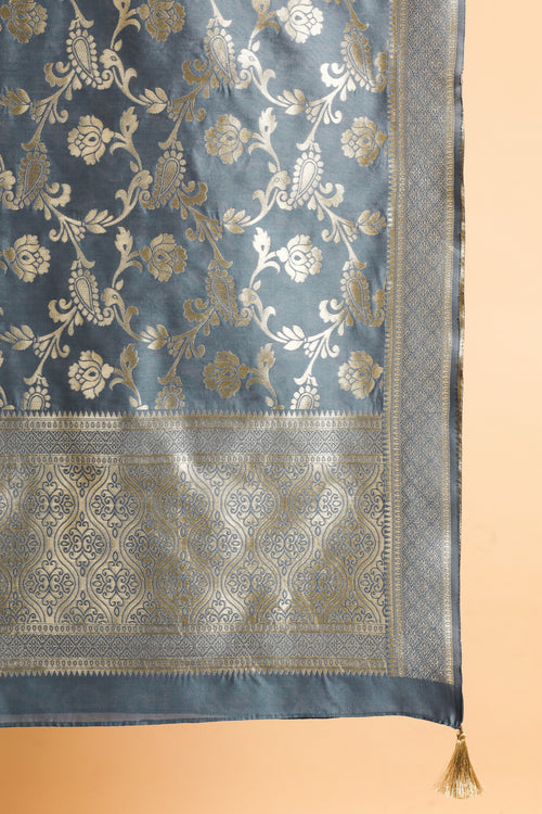 Banarsi Silk Dupatta with Zari Zaal Patterns