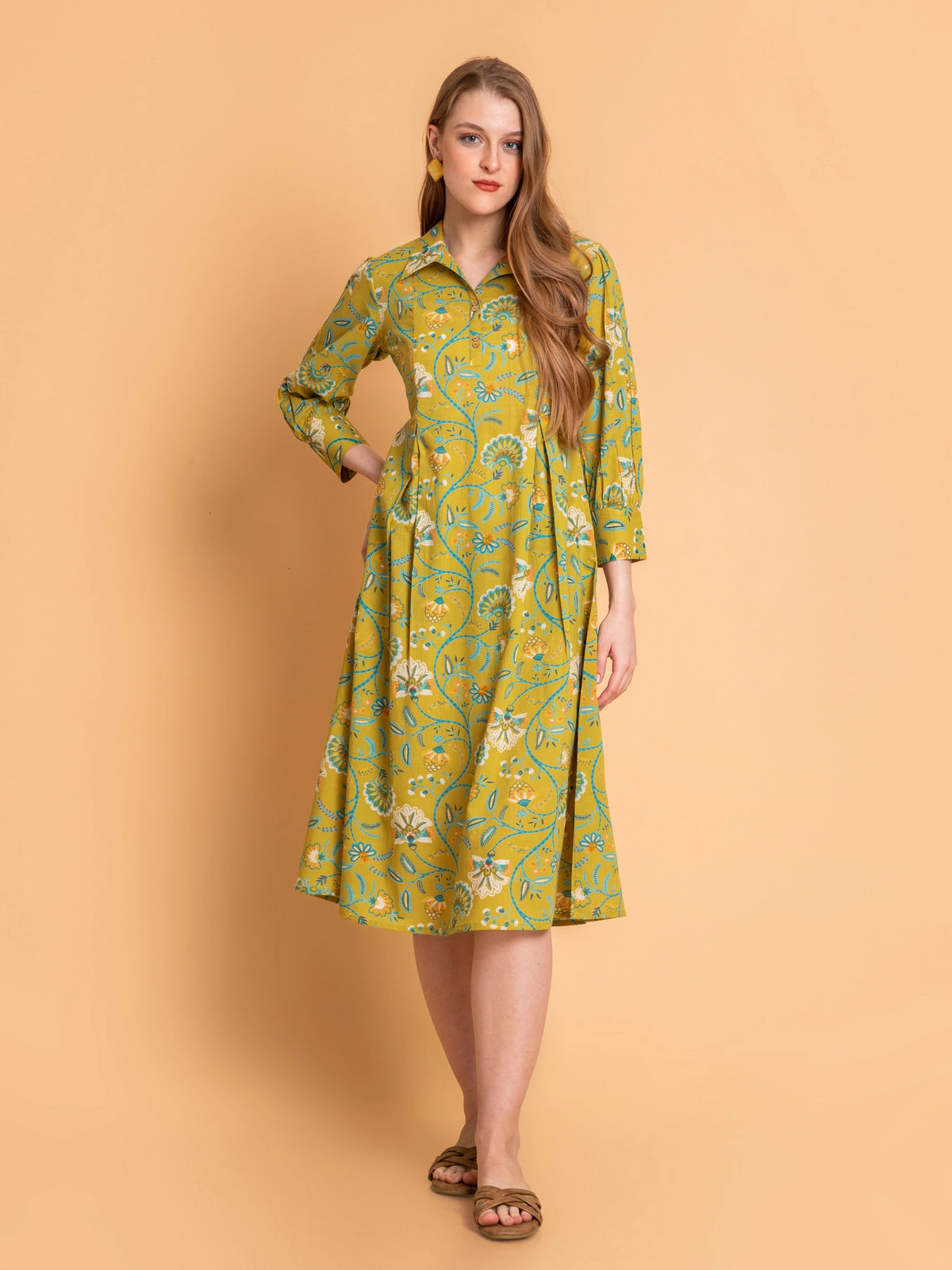 MULCOTTON COLORFUL PRINTED ANTIFIT DRESS