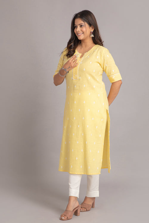 Printed Long Kurti with Embroidery & Bead Work