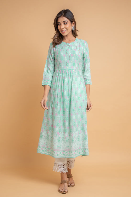 KHADI PRINTED KURTA WITH PANT SET