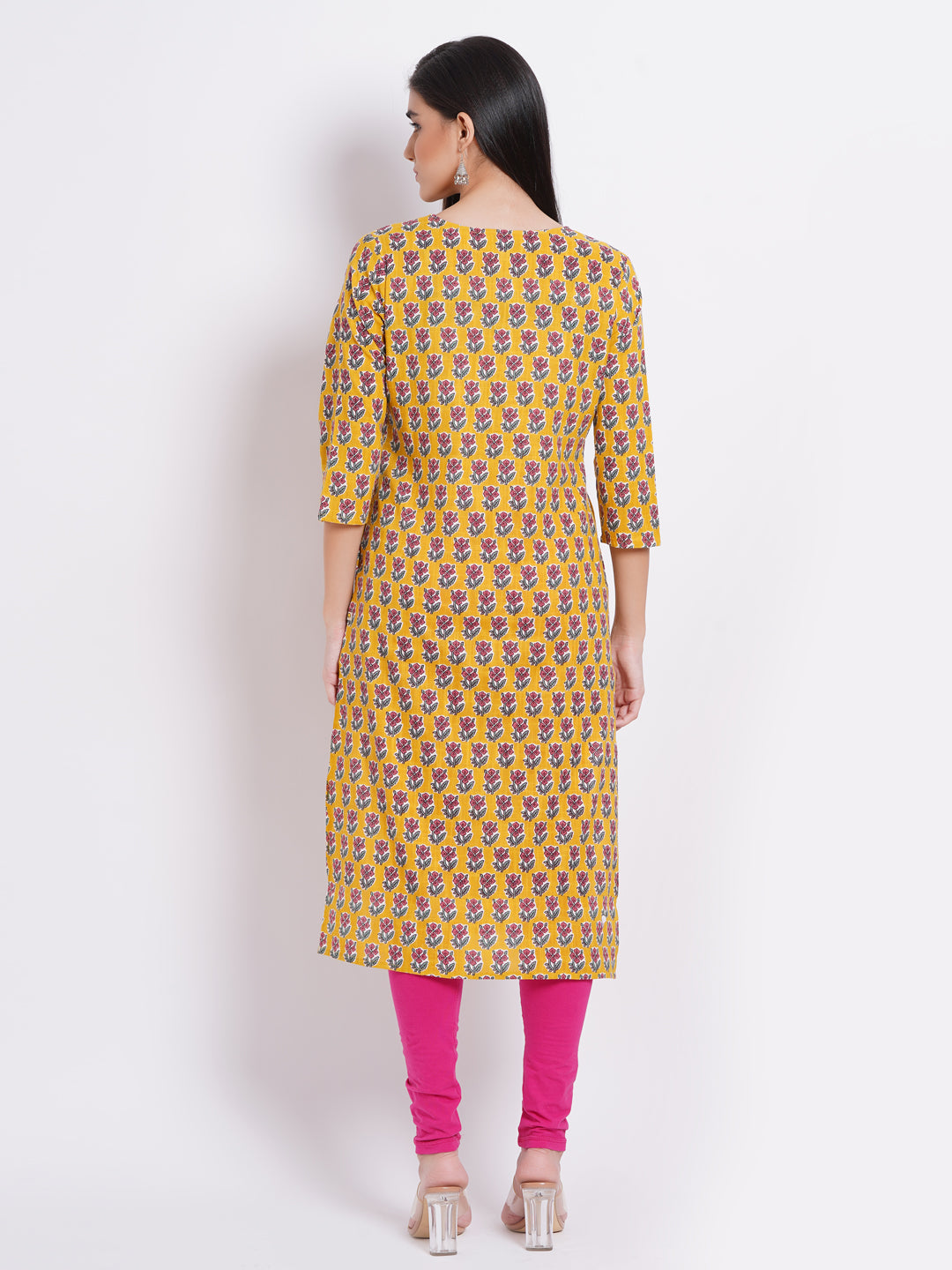 Cotton Printed Long Kurti With Button Details