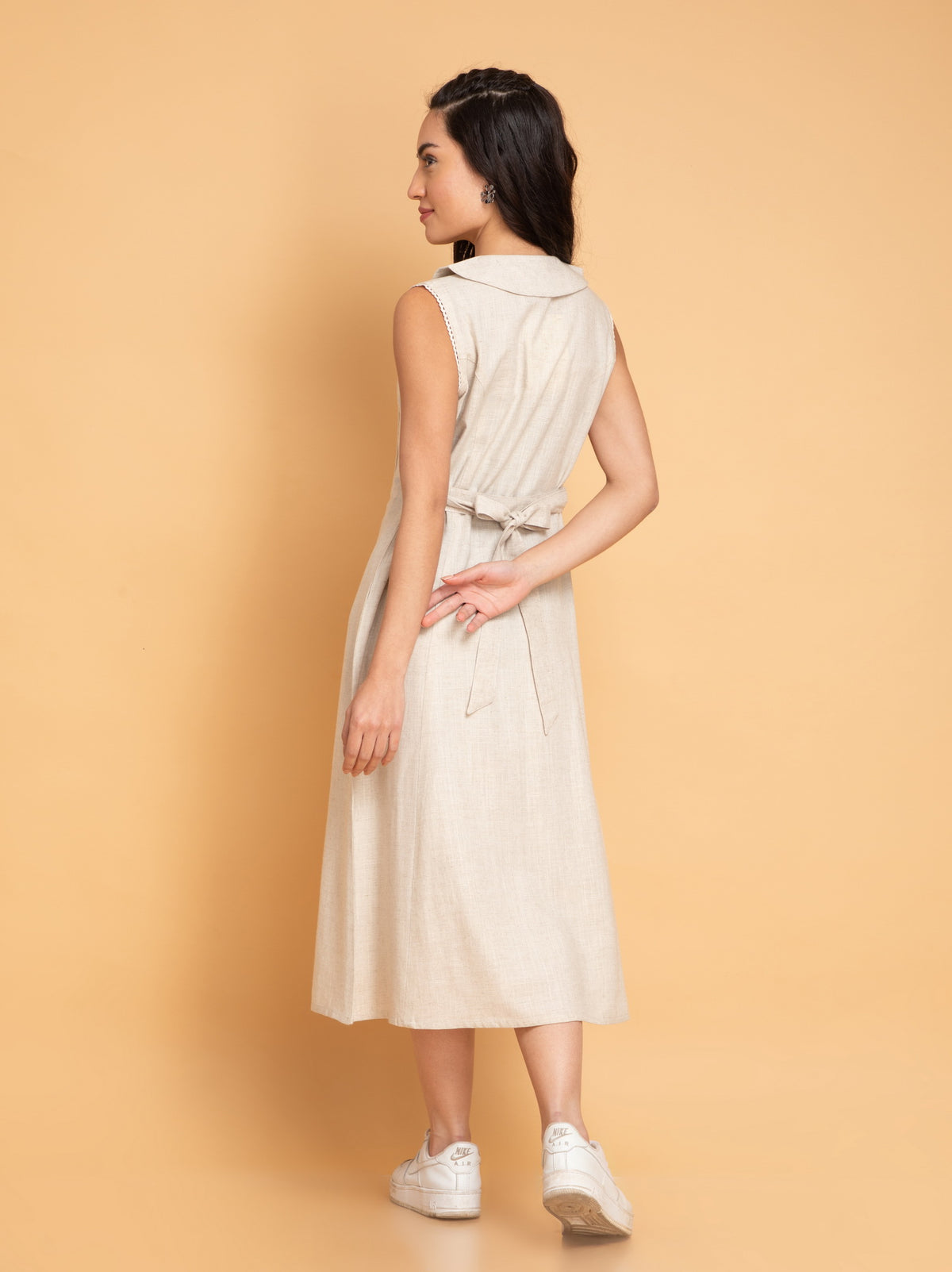 Handcrafted Long P-Line Tunic Dress with Peter Pan Collar