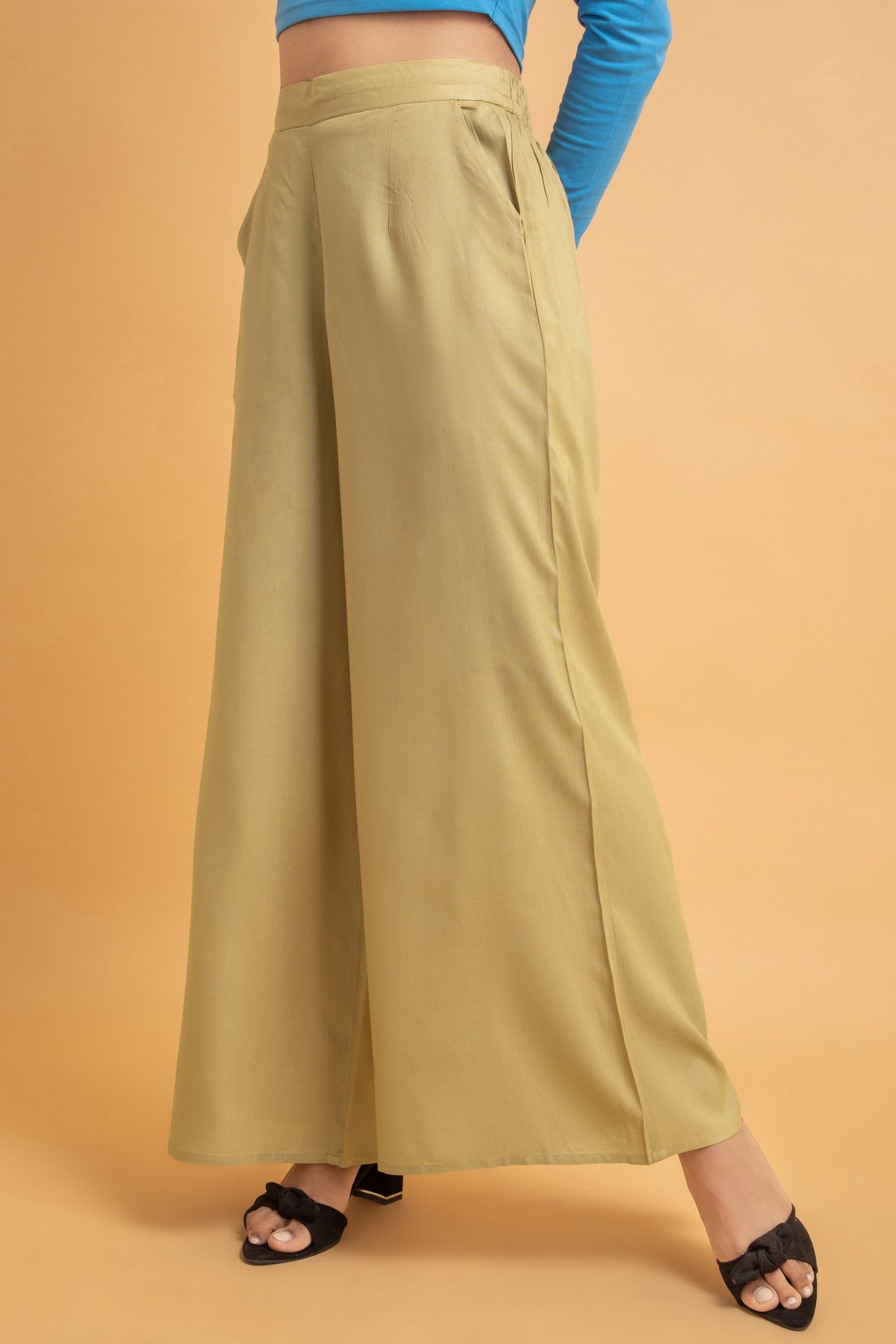 Solid Rayon Palazzo Pants