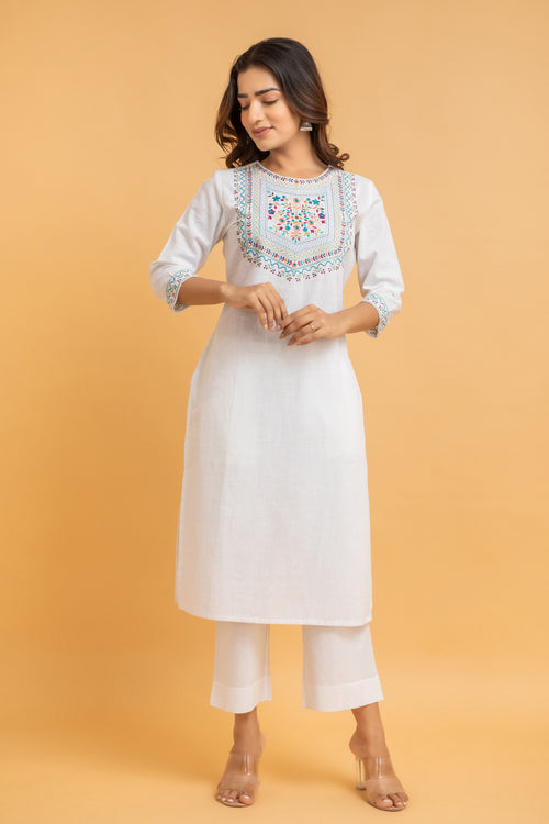 COLORFULL EMBROIDERED STRAIGHT KURTI