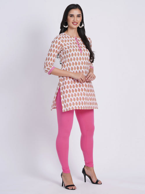 Mul Cotton Floral Printed Short Kurti