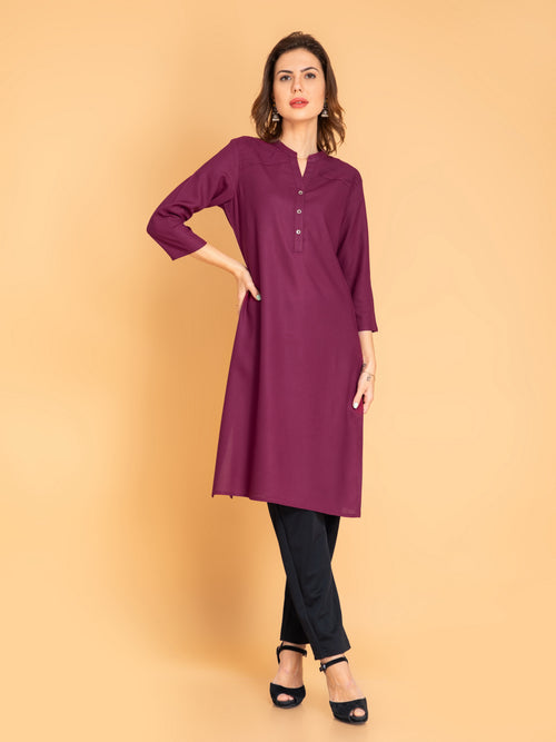 Pintuck Detail Knee-Length Kurti