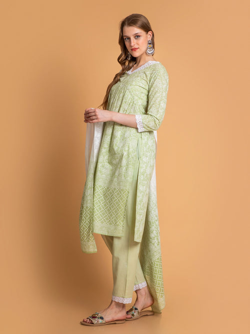 KHADI PRINTED ALIA CUT 3 PCS SET