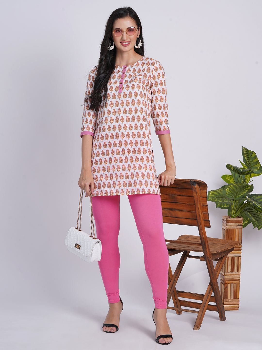 Mul Cotton Floral Printed Short Kurti