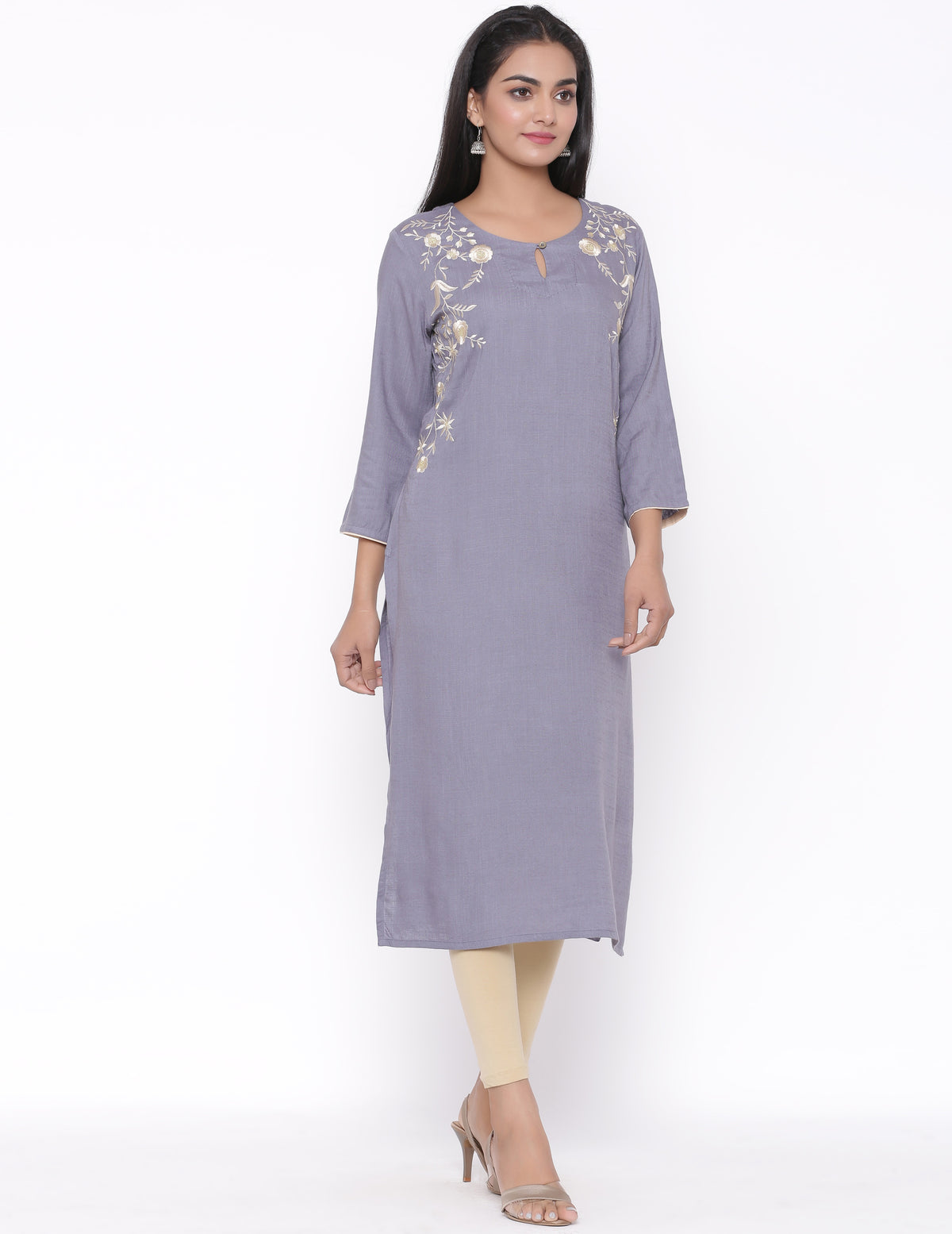 EMBROIDERED STRAIGHT LONG KURTI