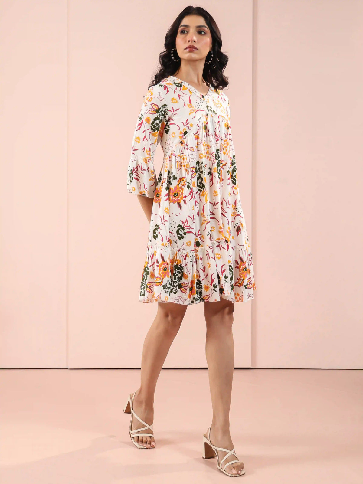 PRINTED TIERED DRESS