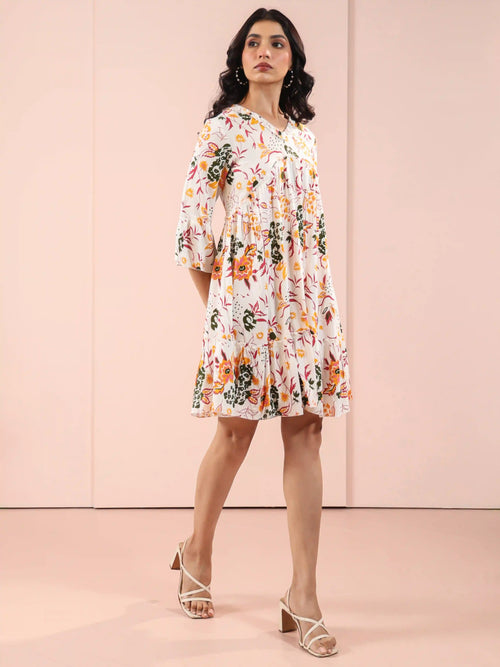 PRINTED TIERED DRESS