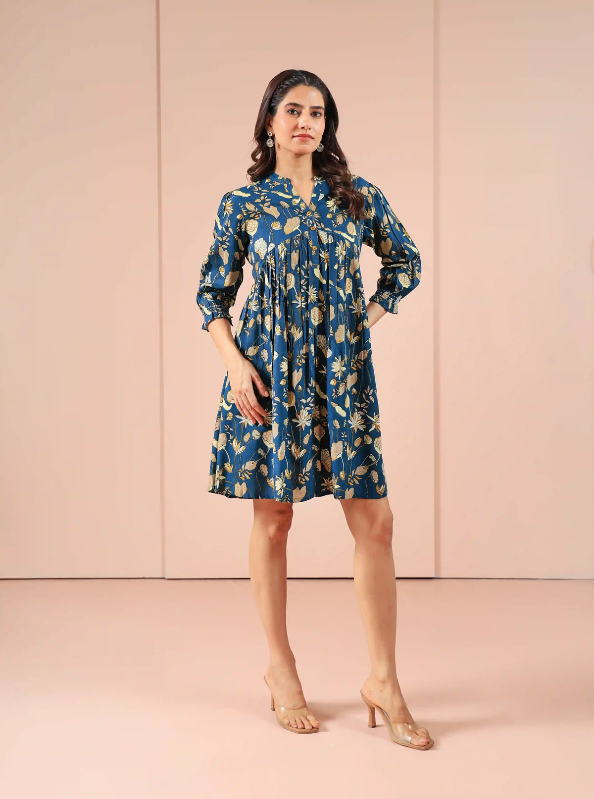 SUTI WOMEN RAYON PRINTED SHORT DRESS