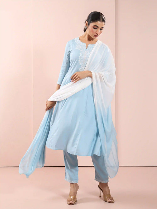 3PC KALIDAR KURTA SET DETAILED WITH EMBROIDERY