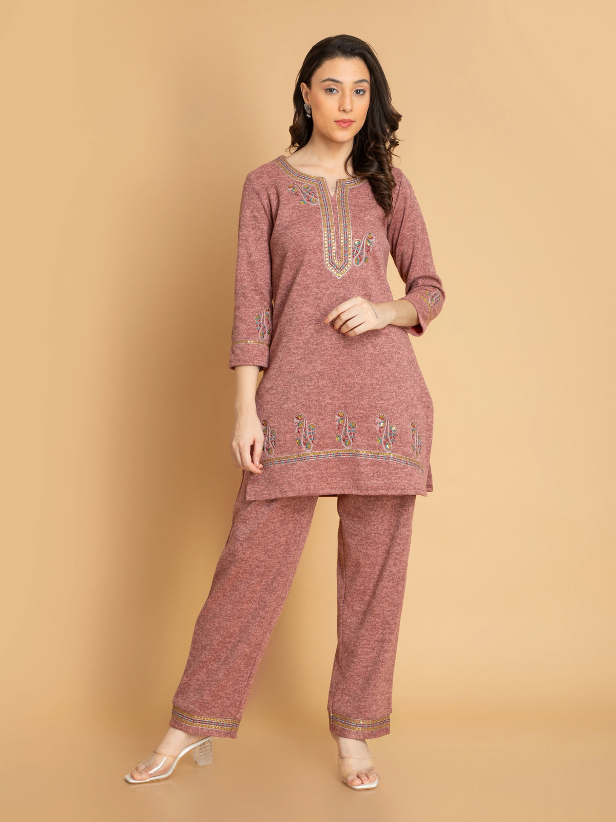 KARACHI 3PC KURTA SET WITH SEQUENCE EMBROIDERY