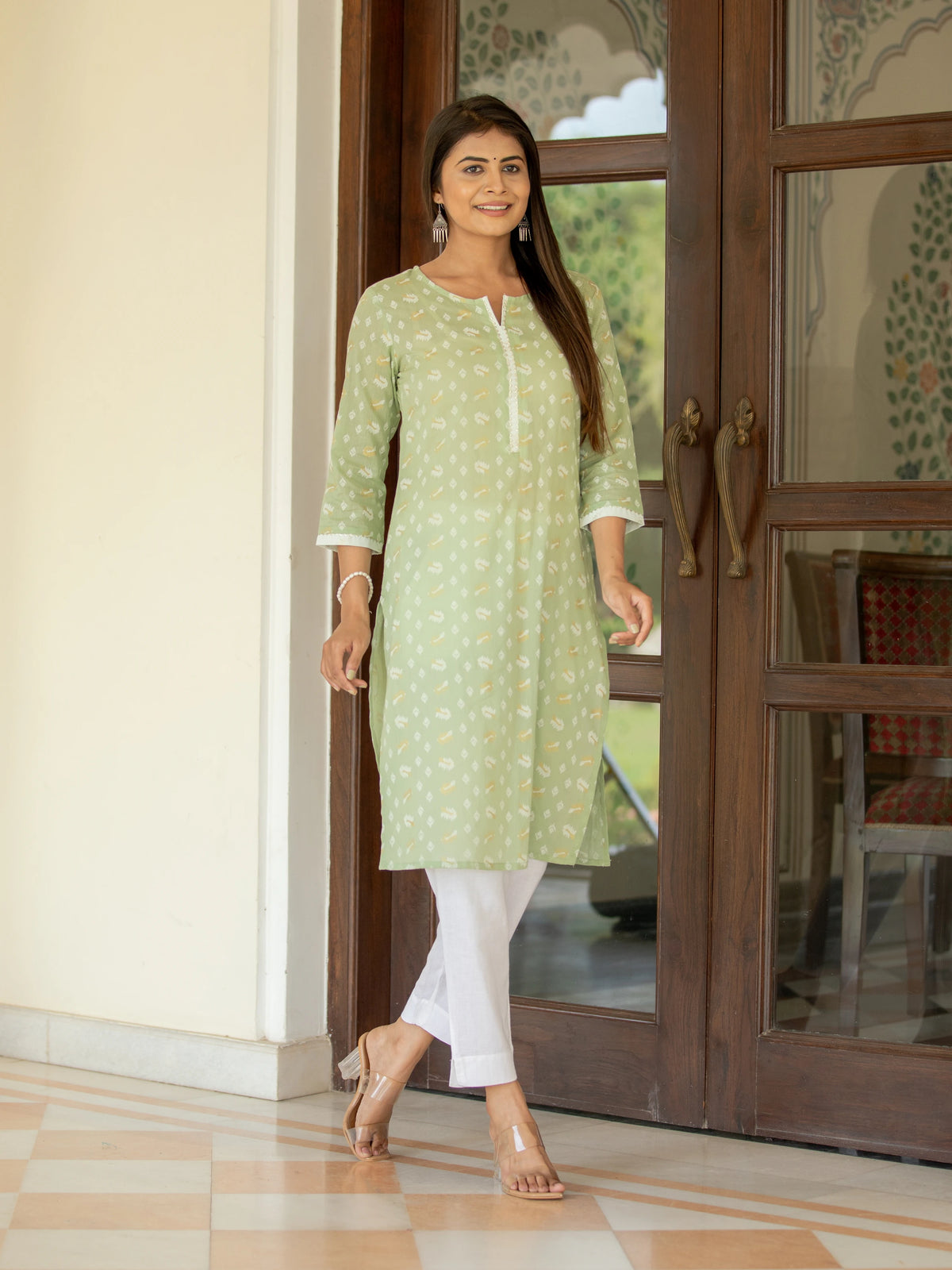 IKAT PRINTED STRAIGHT KURTI