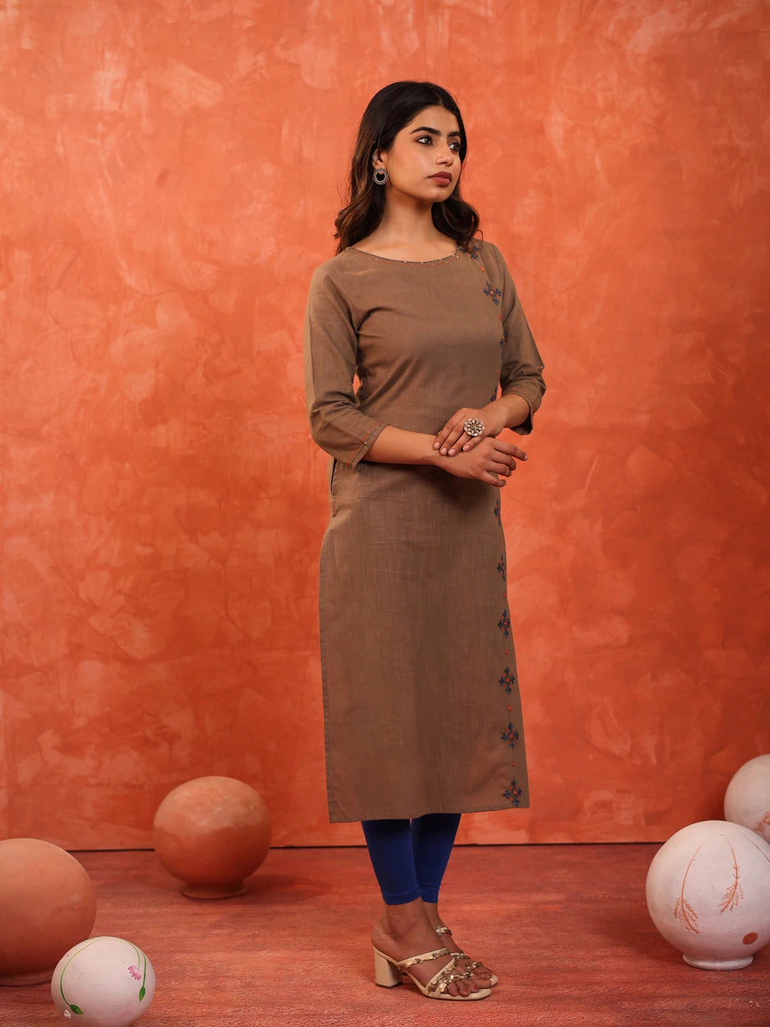MIRROR HANDLOOK EMBROIDERED SINGLE KURTI EMBELLISHED WITH HANDCRAFT DETAILS