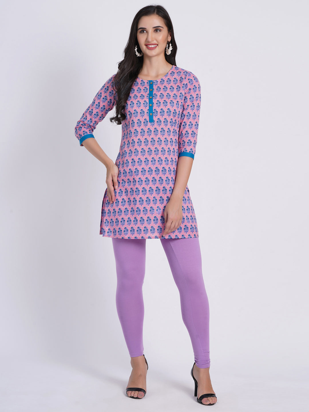 Mul Cotton Floral Printed Short Kurti