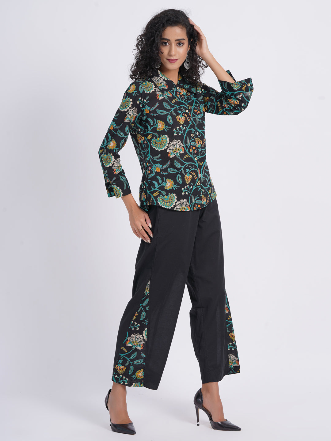 Mul Cotton Printed Co-Ord Set with Detailed Pants