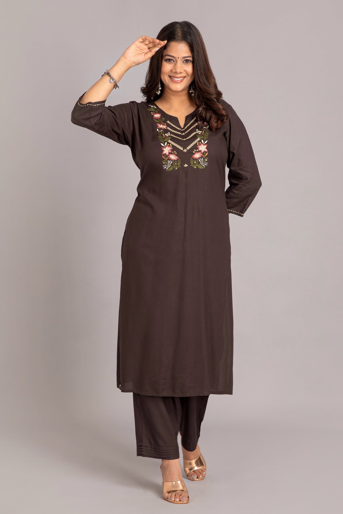 Embroidered Rayon 2Pc Kurta Set